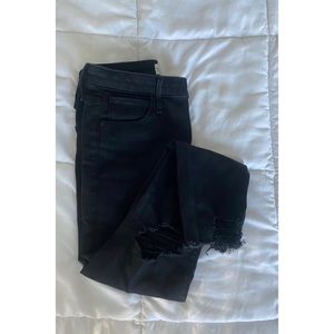 Ripped high rise super skinny ankle jeans